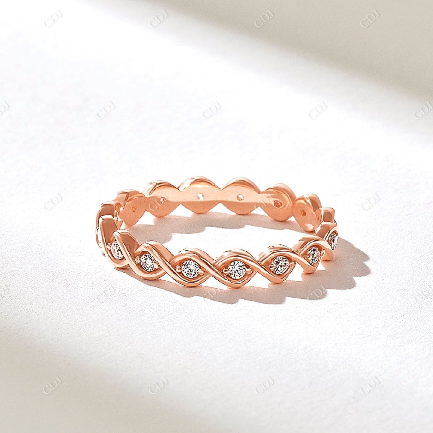 0.16CTW Round Earth Mine Diamond Twisted Eternity Band customdiamjewel 10KT Rose Gold VVS-EF