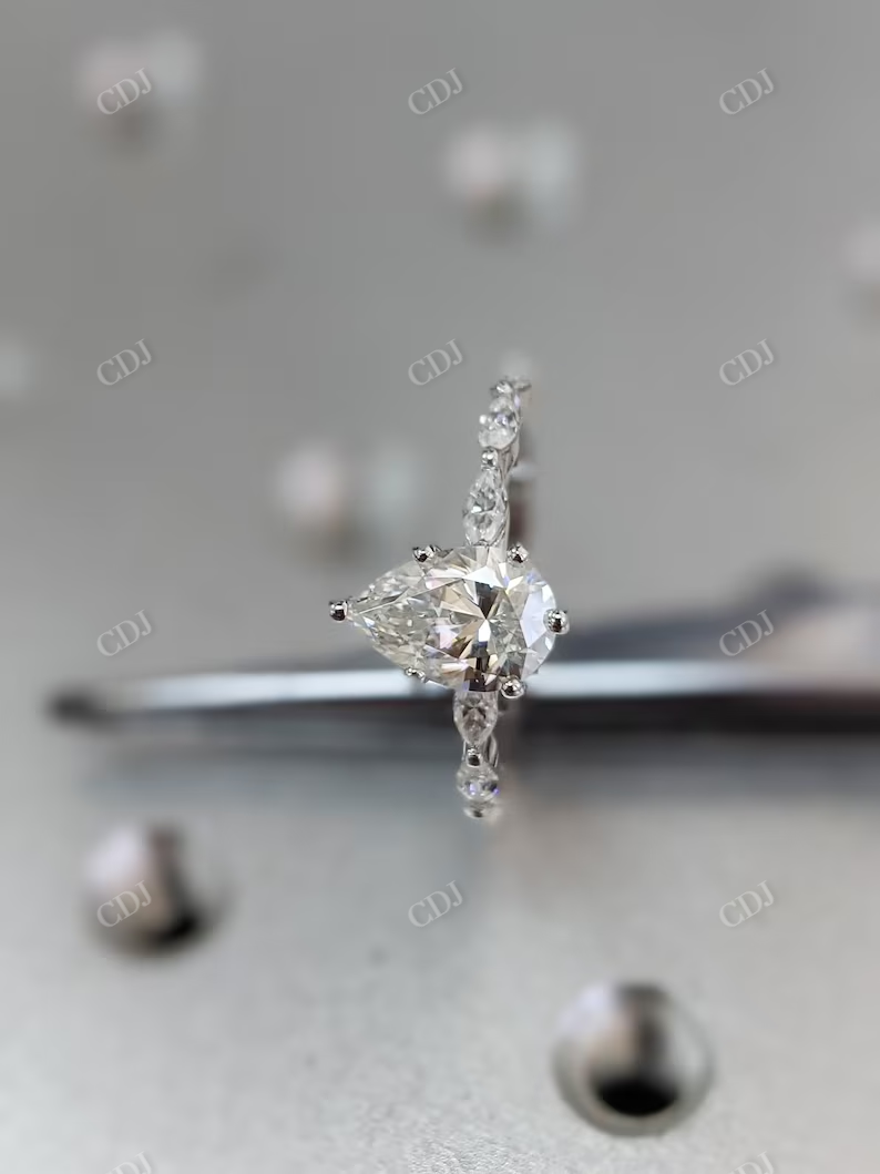 Tear Drop Moissanite Engagement Ring customdiamjewel