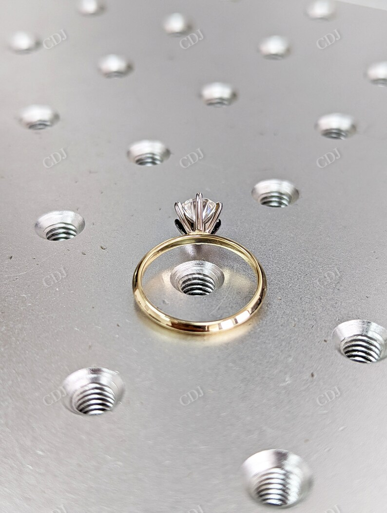 Yellow Gold Classic Moissanite Engagement Ring Set customdiamjewel