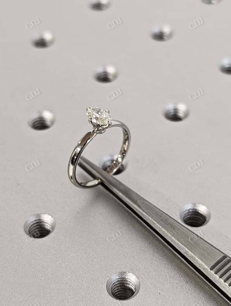 White Gold Marquise Cut Moissanite Solitaire Ring customdiamjewel