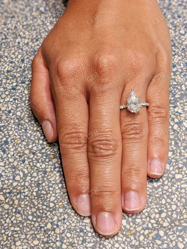 Pear Cut Moissanite 14k Solid Gold Engagement Ring customdiamjewel