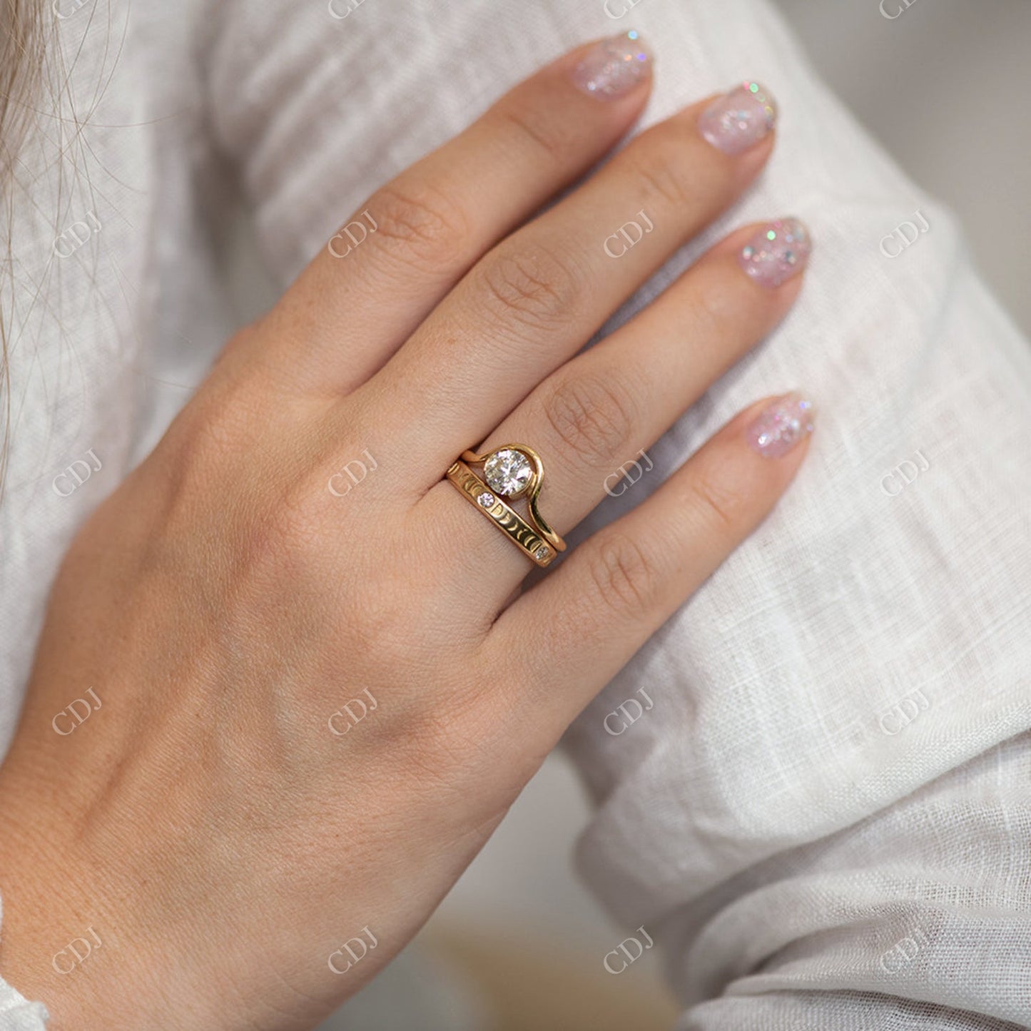 Moon Lab Grown Diamond Wedding Band Women customdiamjewel