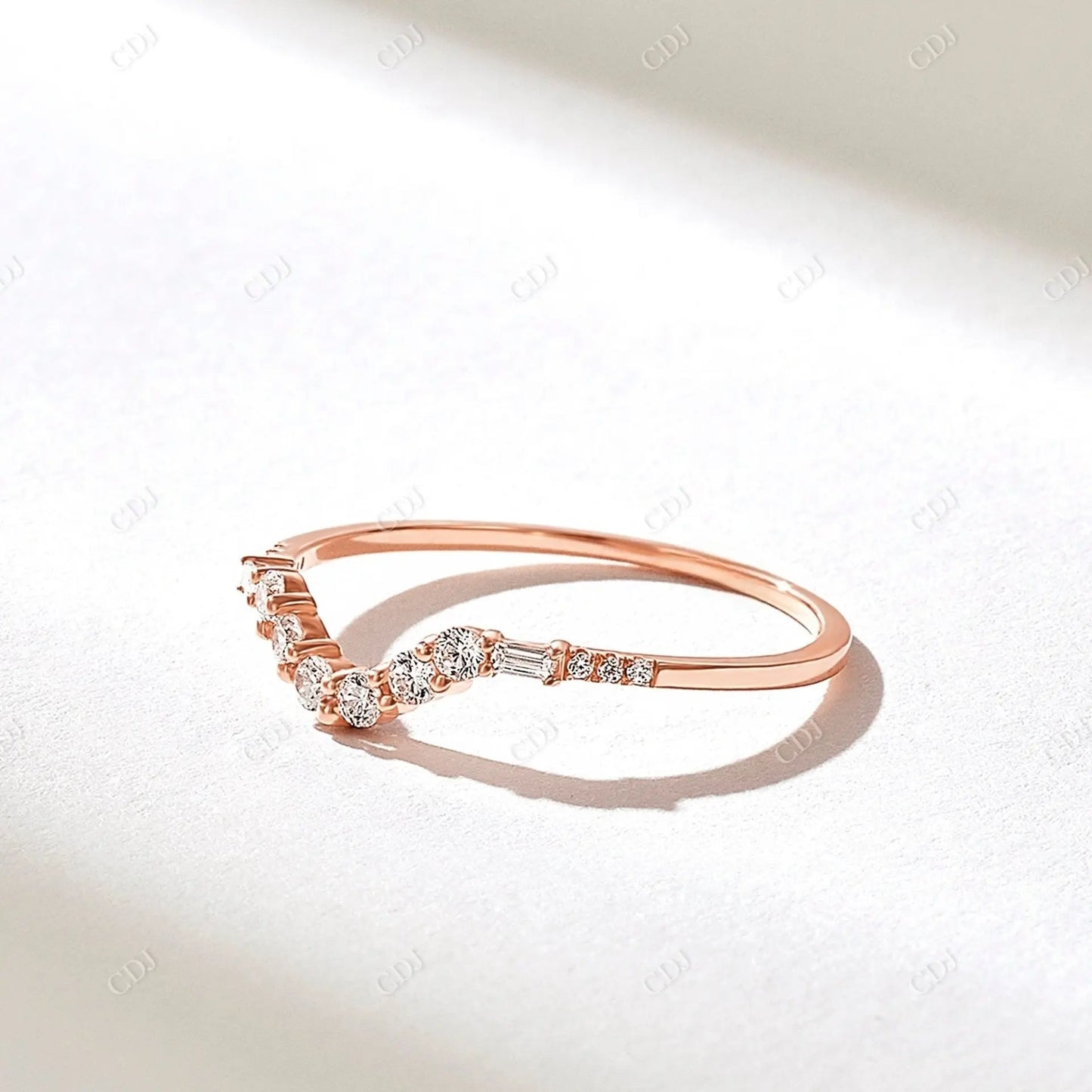 0.20CTW Cluster Lab Grown Diamond Curve Wedding Band customdiamjewel 10KT Rose Gold VVS-EF