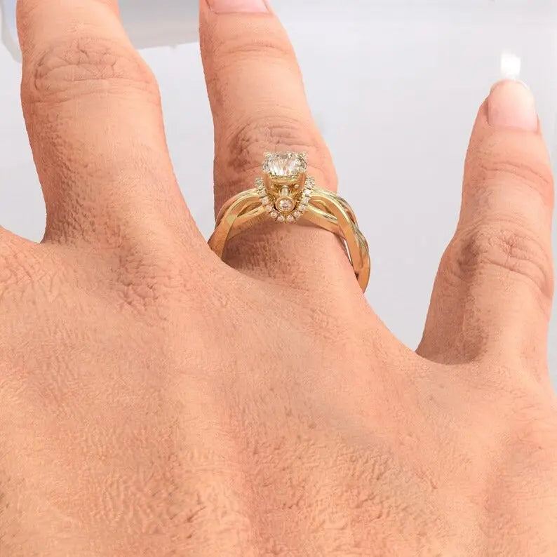 Portuguese Cut Moissanite Celtic Engagement Ring customdiamjewel