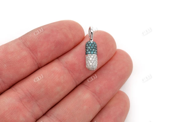 0.50CTW Pill Capsule Two Color Diamond Pendant customdiamjewel