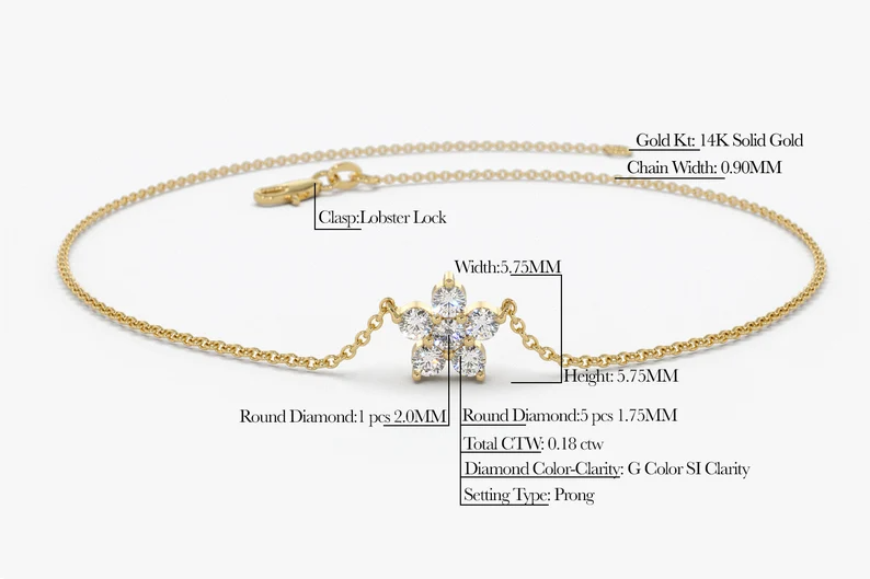 Flower Design Lab Grown Diamond Bracelet for Woman customdiamjewel