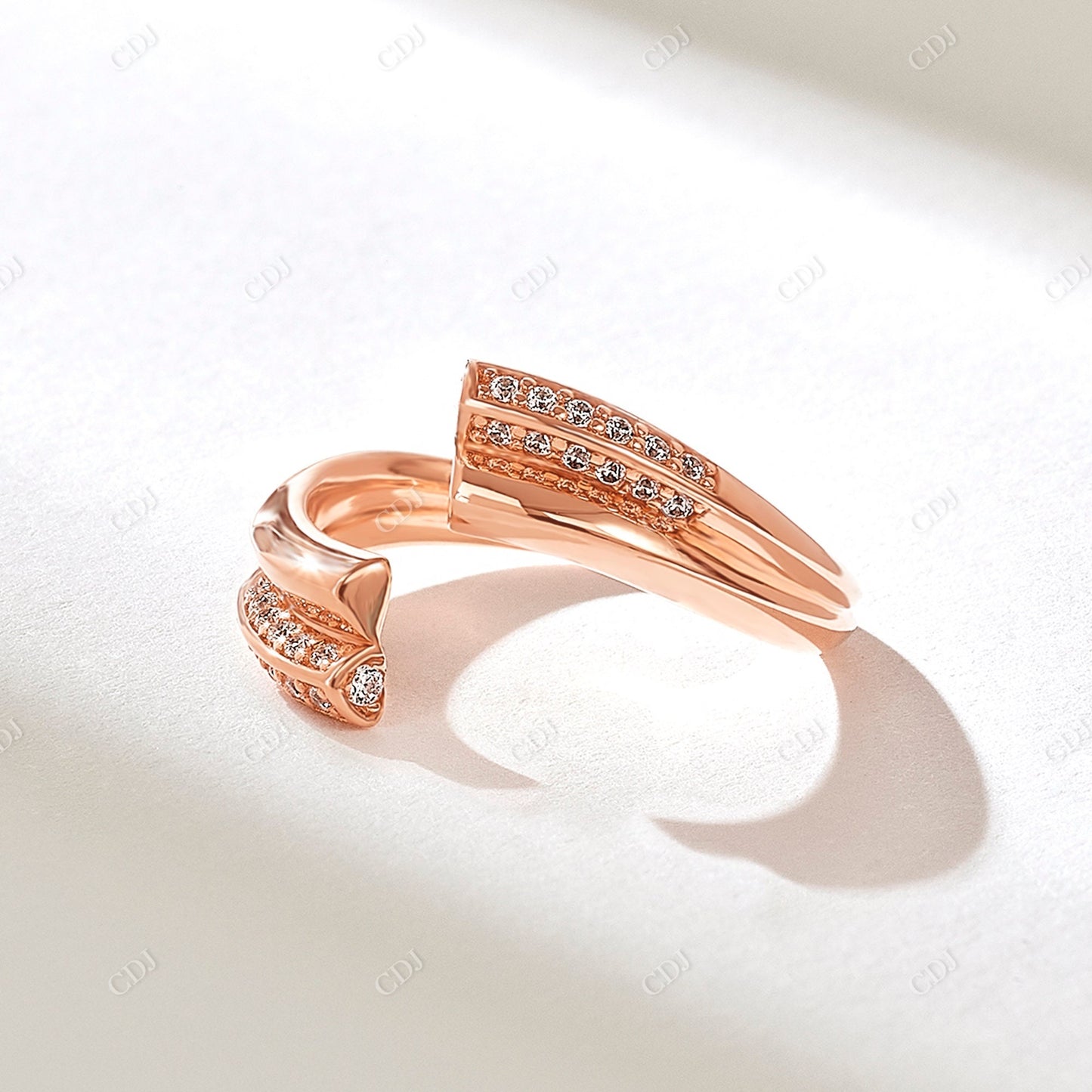 Pave Real Diamond Open Shank Cuff Ring customdiamjewel 10KT Rose Gold VVS-EF