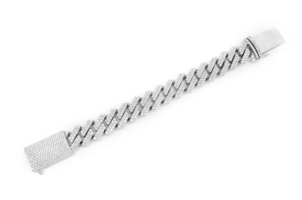 925 Sterling Silver Diamond Cuban Link Bracelet customdiamjewel