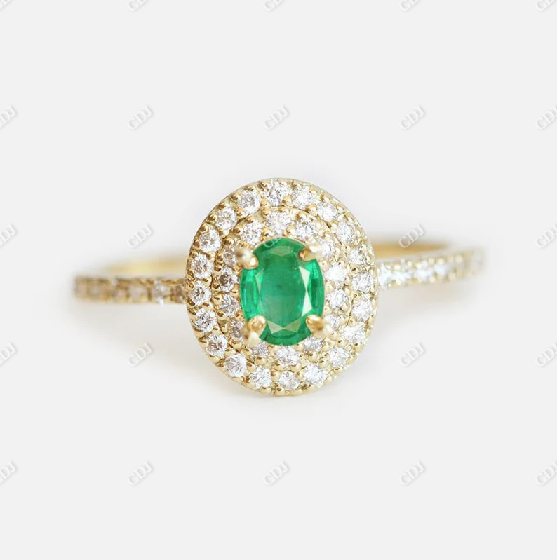 0.5ct Oval Cut Moissanite Double Halo Engagement Ring customdiamjewel