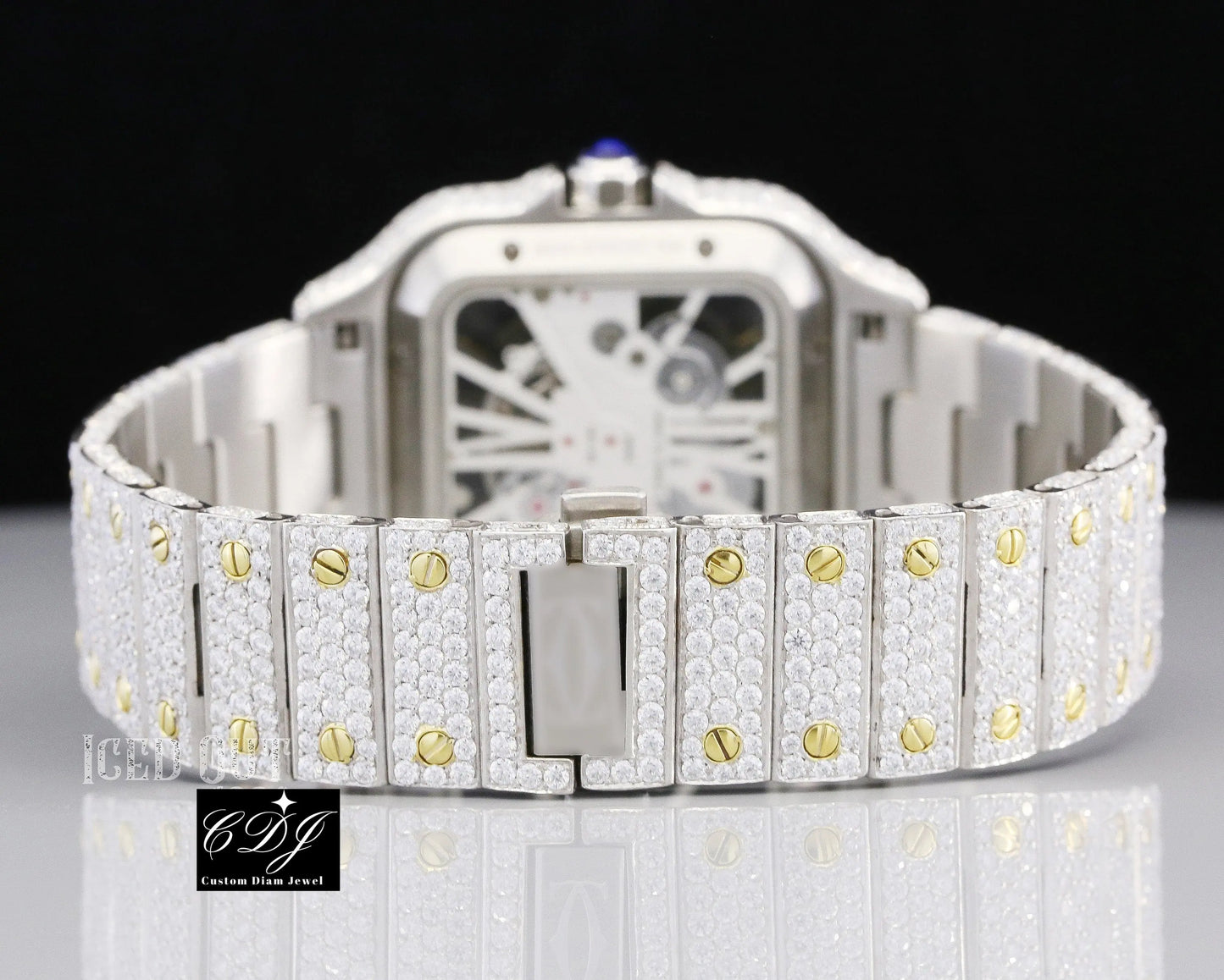 VVS Moissanite Cartier Skeleton Two Tone Customized Watch customdiamjewel