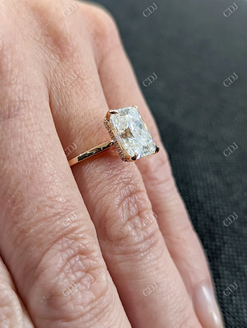 3.0CT Radiant Cut Moissanite Solitaire Hidden Halo Ring customdiamjewel