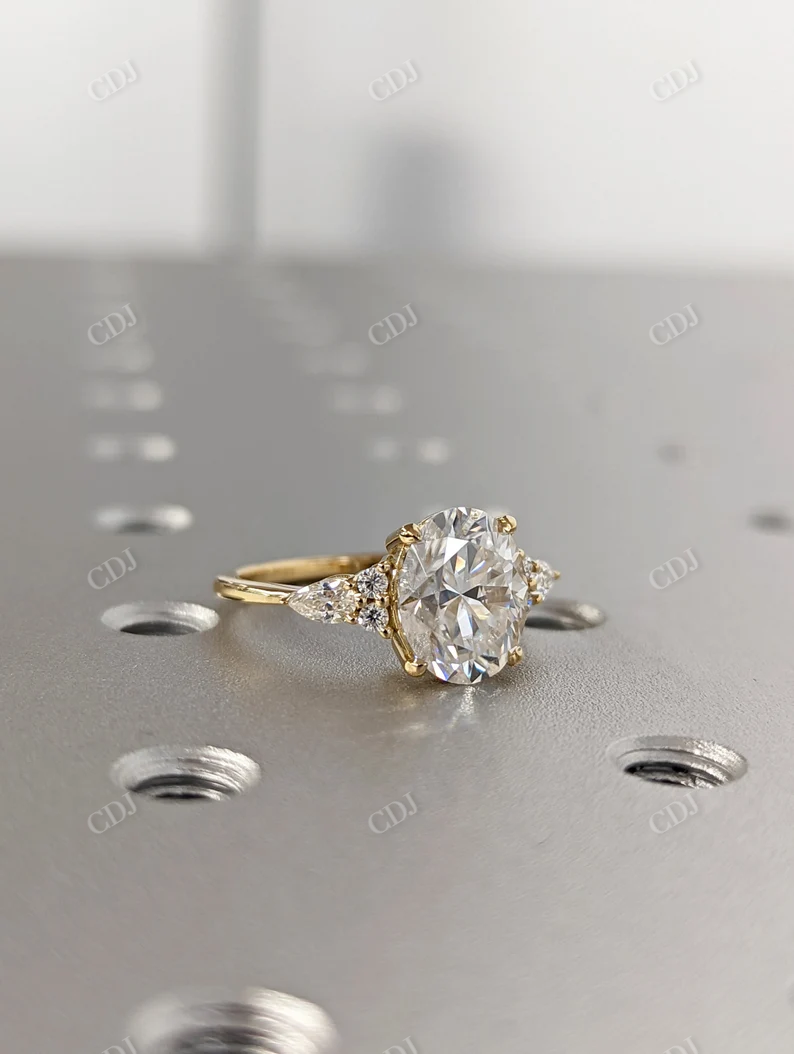 Oval Moissanite Engagement Ring Set Cluster Ring customdiamjewel