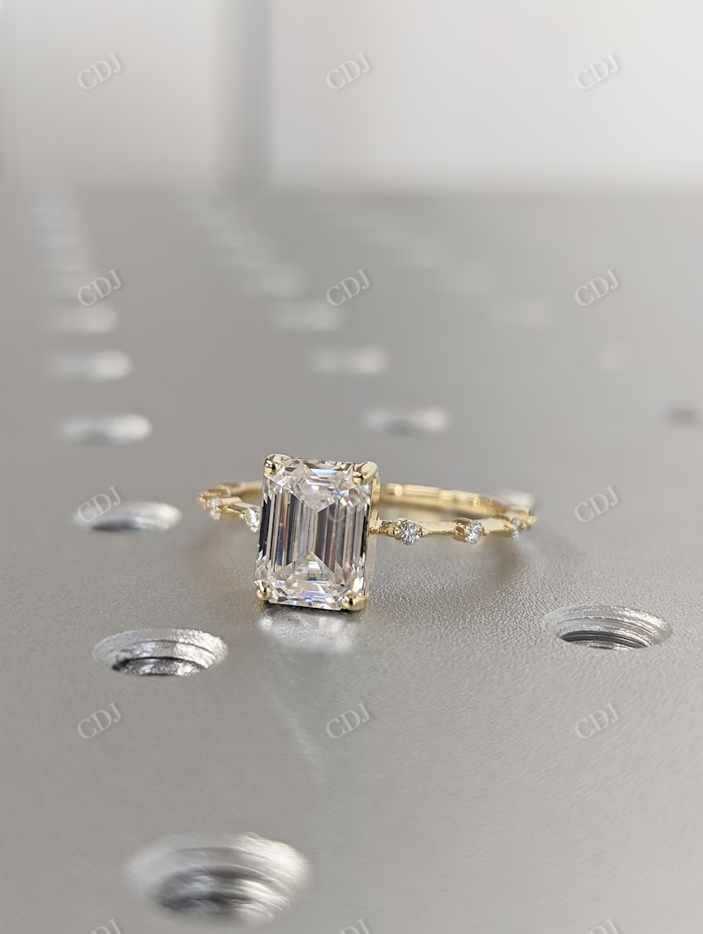 1.5 CT Emerald Moissanite Engagement Ring customdiamjewel