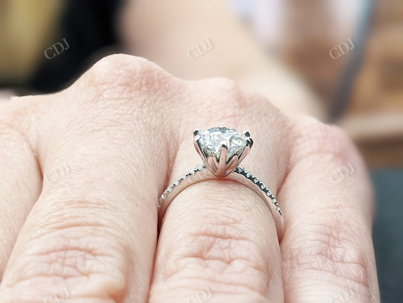 1.5CT Round Moissanite Engagement Stacking Ring customdiamjewel