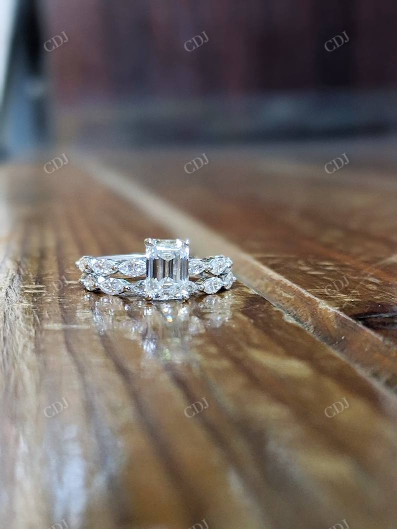 Vintage White Gold Emerald Cut Moissanite Ring customdiamjewel