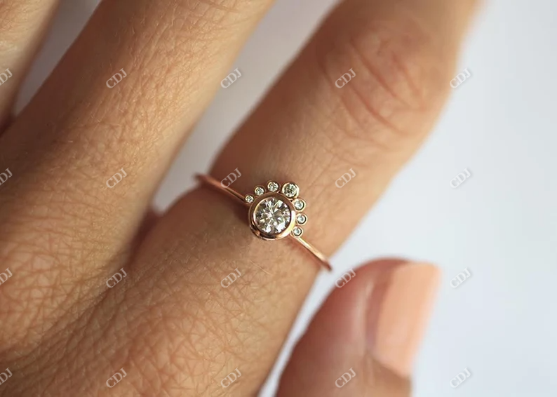 0.3CT Round Bezel Set Moissanite Cluster Diamond Ring customdiamjewel