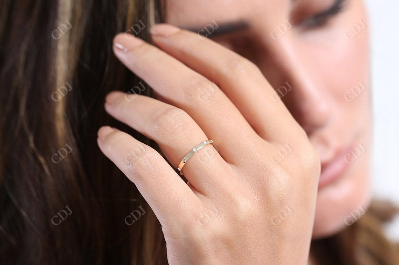 0.12CTW Lab Grown Diamond Stacking Gold Wedding Band customdiamjewel