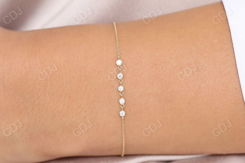 14k 5 Stone Link Floating Natural Diamond Bracelet customdiamjewel