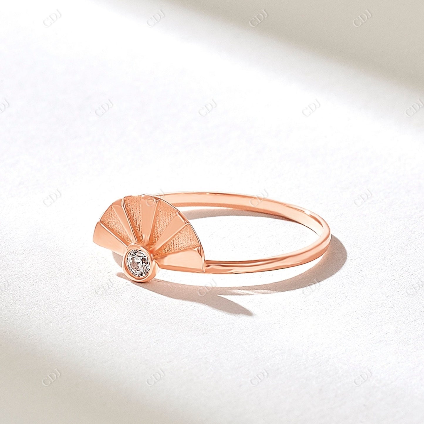 0.05CT Round Natural Diamond Antique Sunshine Ring customdiamjewel 10KT Rose Gold VVS-EF