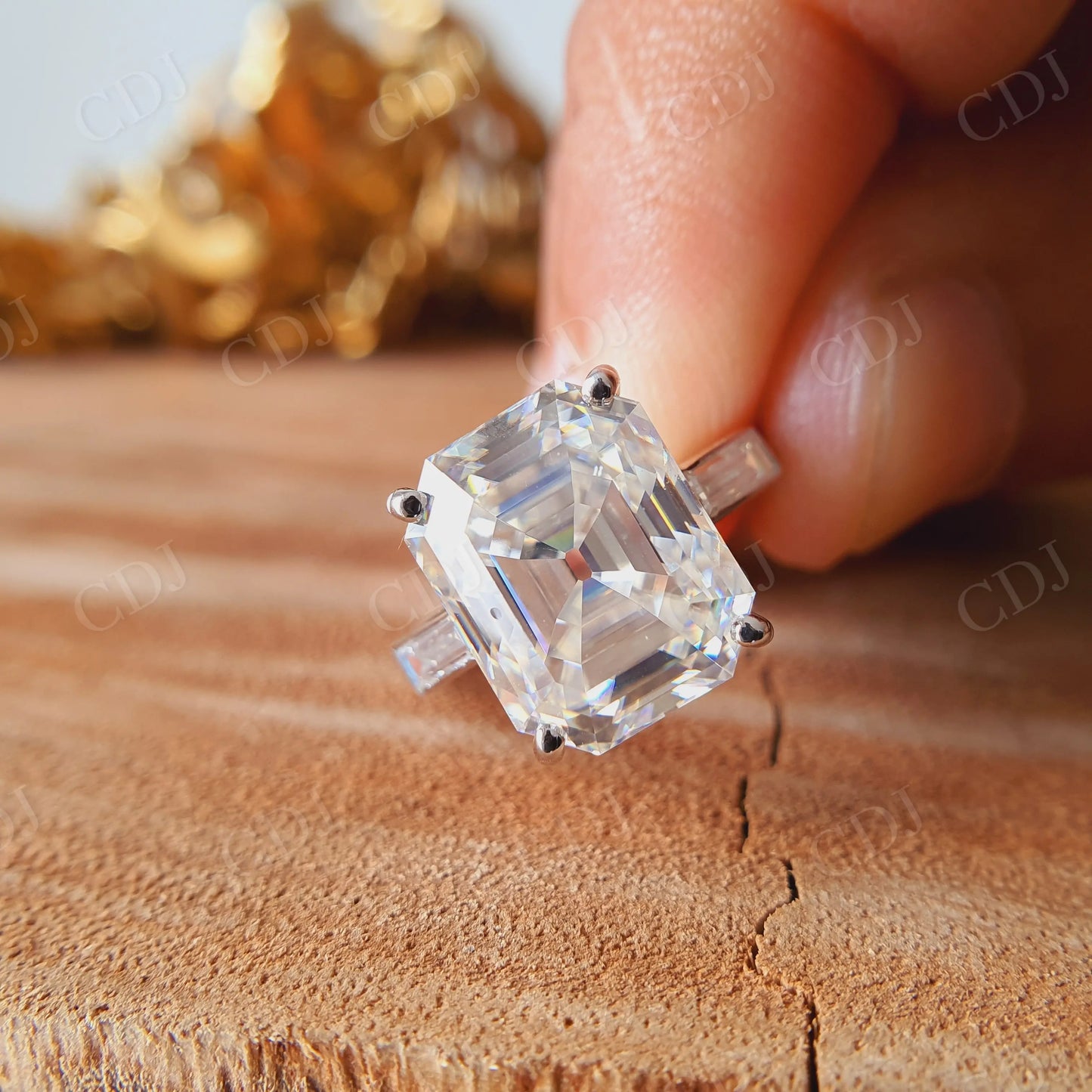6.95CT Emerald Cut Moissanite Engagement Ring customdiamjewel