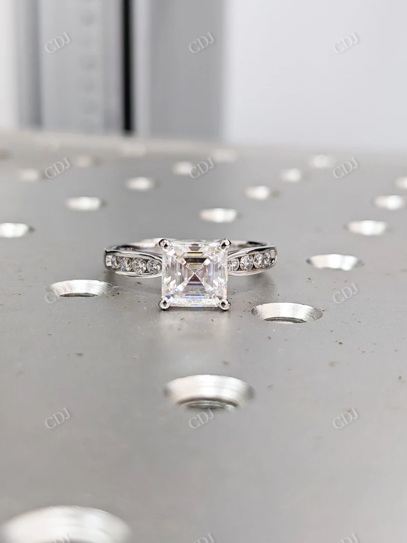 Asscher Cut Moissanite Solitaire Engagement Ring customdiamjewel