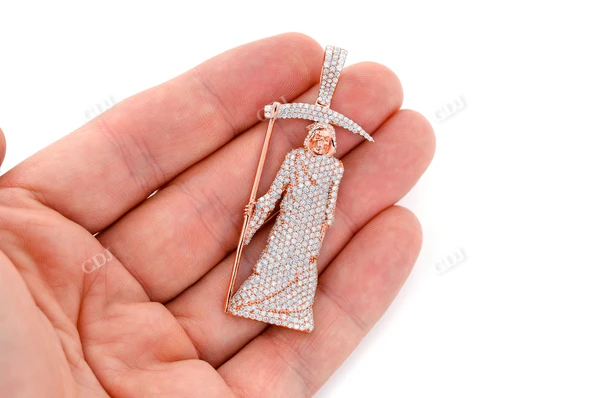4.75CTW Round Diamond Grim Reaper Pendant customdiamjewel
