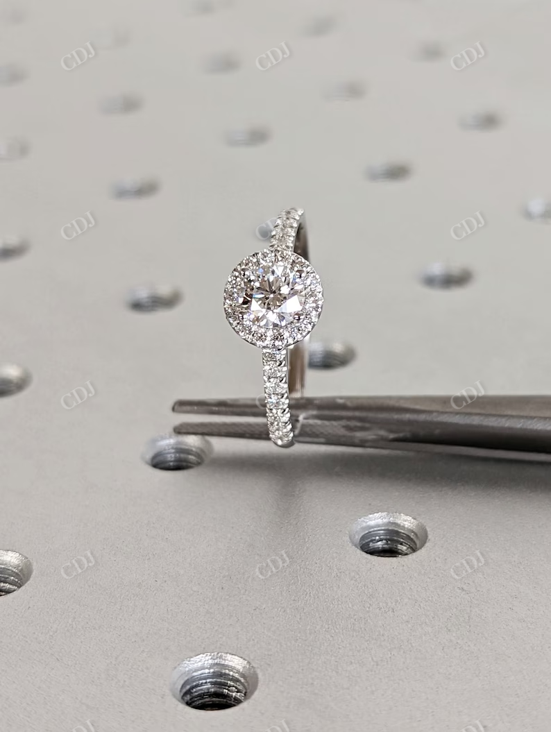 Round Cut Cathedral Colorless Moissanite Engagement Ring customdiamjewel