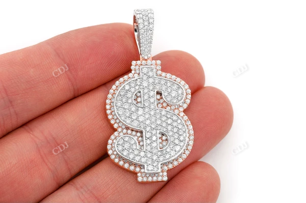 10KT Gold 4.25CTW Layered Dollar Sign Pendant customdiamjewel
