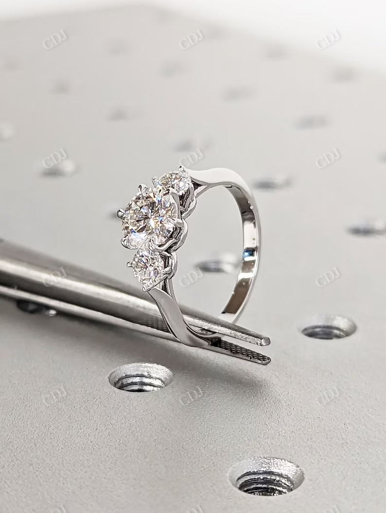 Antique 3 Stone Moissanite Bridal Wedding Ring customdiamjewel
