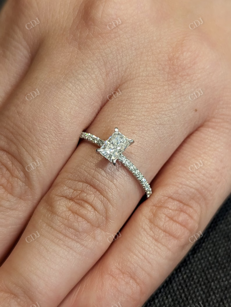 14k White Gold Radiant Cut Moissanite Engagement Ring customdiamjewel