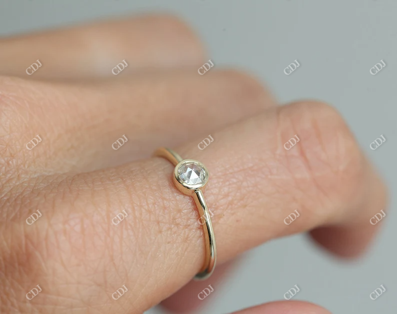 0.22CT Rose Cut Moissanite Solitaire Ring customdiamjewel