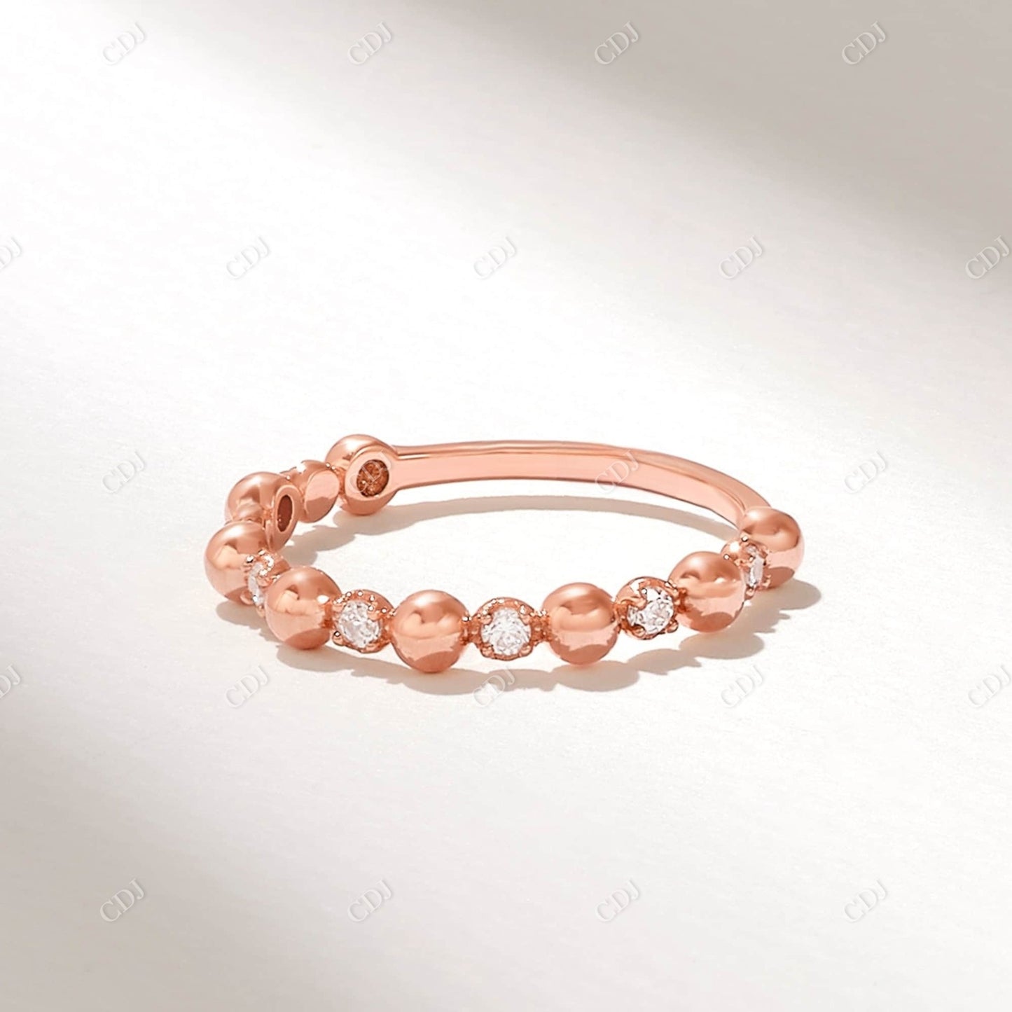 0.21CTW Earth Mine Diamond Bold Beaded Ring customdiamjewel 10KT Rose Gold VVS-EF
