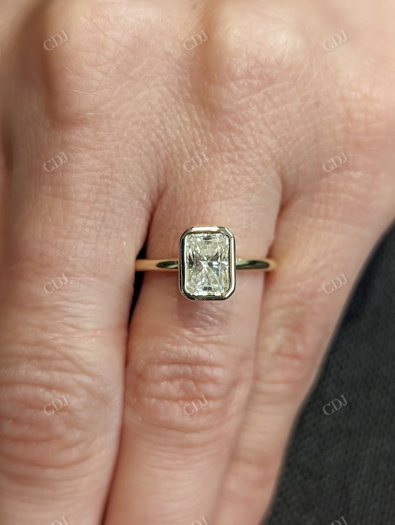 Bezel Setting Radiant Cut Moissanite Statement Ring customdiamjewel