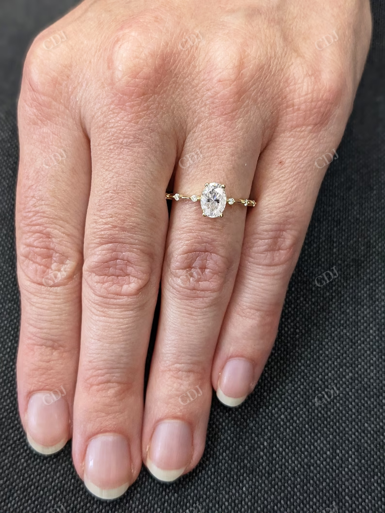 Dainty 1.50CT Oval Cut Moissanite Engagement Ring customdiamjewel