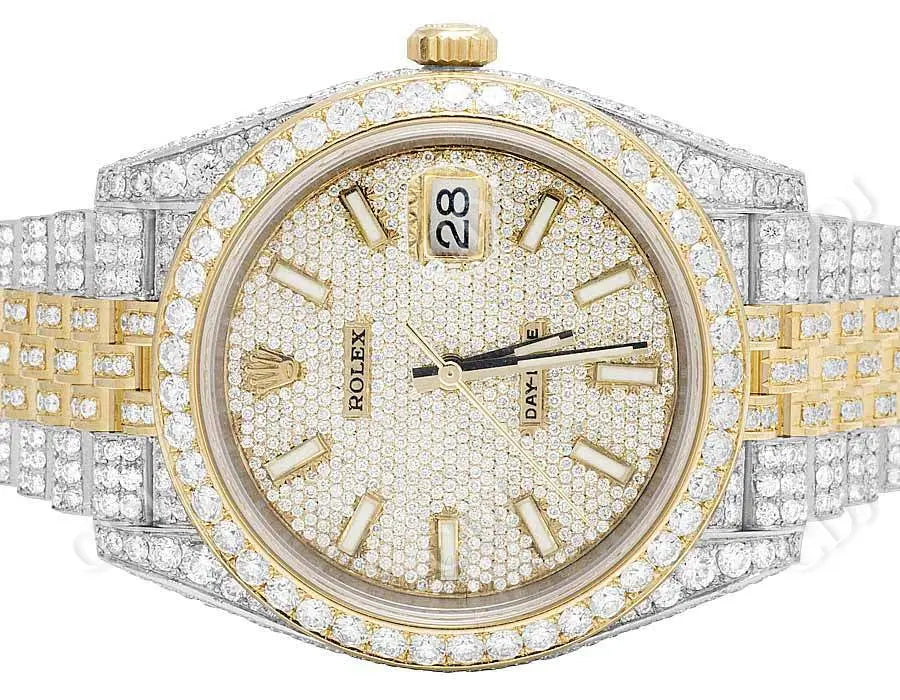 Hip Hop Two Tone Moissanite Wrist Watch customdiamjewel