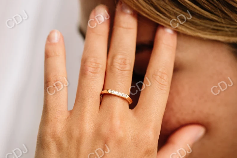 Unique 4 Baguette Diamond Bar Setting Wedding Band customdiamjewel
