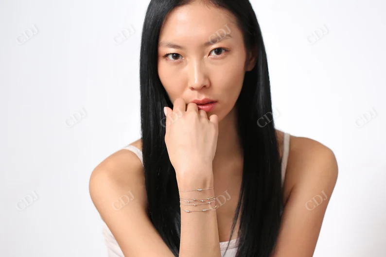 Delicate Trio Diamond Link Bracelet for Women customdiamjewel