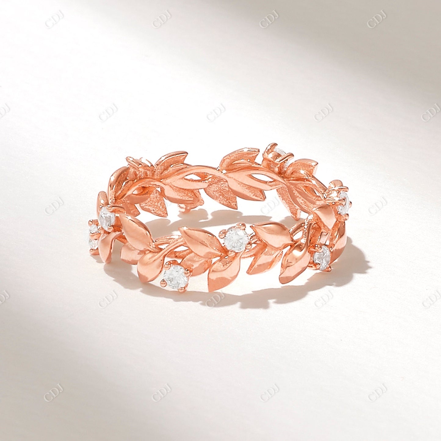 0.22CTW Natural Diamond Pave Leaf Wedding Band customdiamjewel 10KT Rose Gold VVS-EF