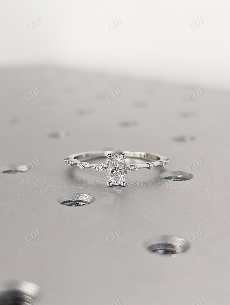 Dainty Oval Cut Moissanite Engagement Ring customdiamjewel