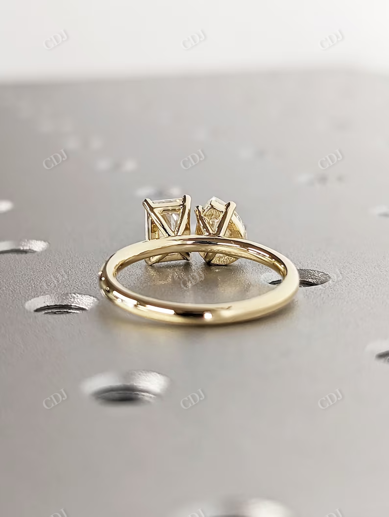 Toi Et Moi Yellow Gold Moissanite Engagement Ring customdiamjewel
