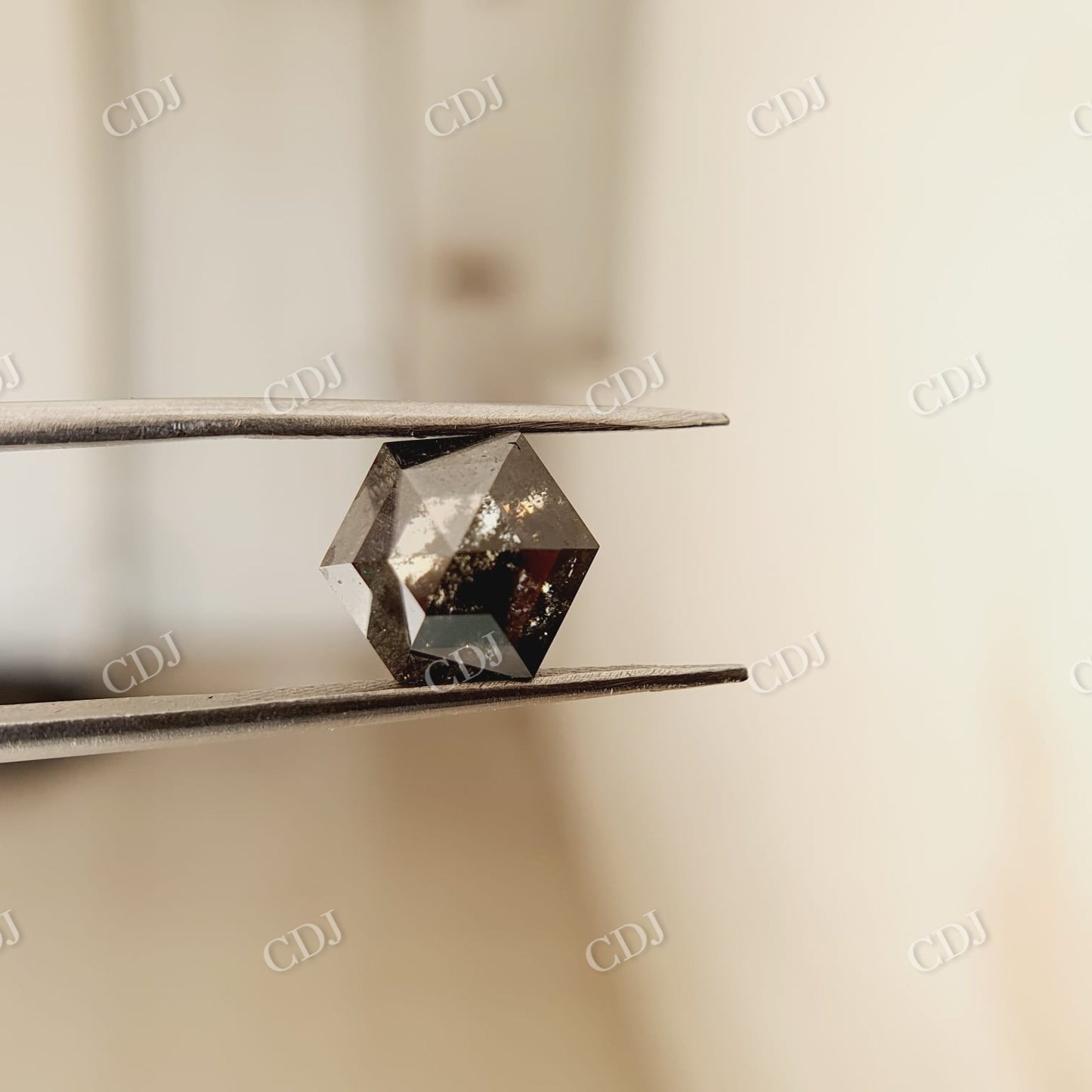 2.0 CT Hexagon Cut Salt and Pepper Moissanite - Custom Stone customdiamjewel