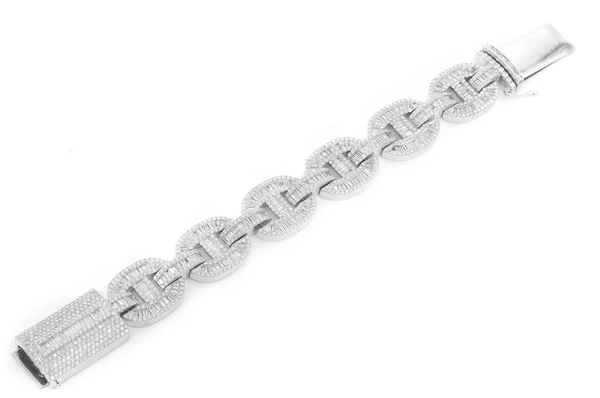 Gold Plated Baguette Diamond Link Bracelet customdiamjewel