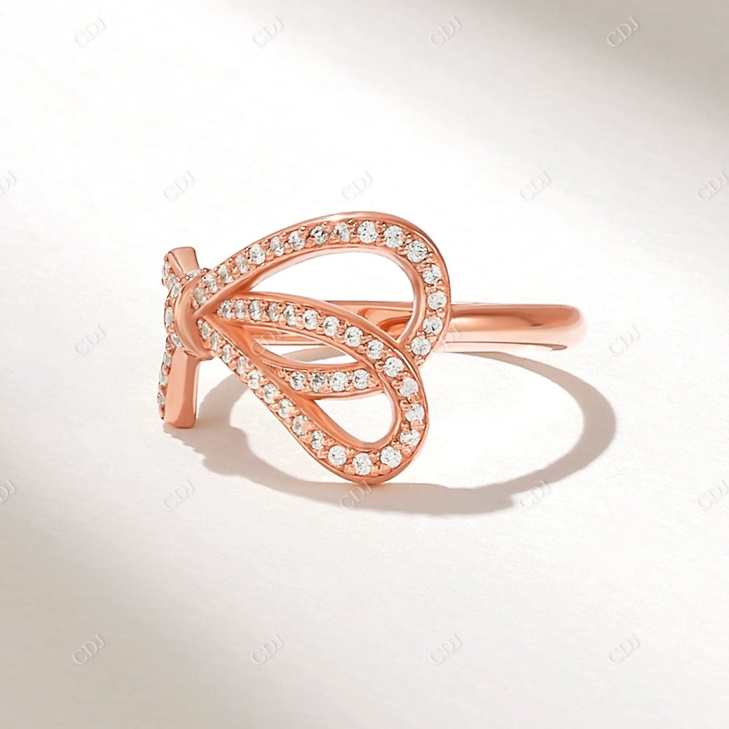 0.24CTW Round Lab Grown Diamond Bowknot Ring customdiamjewel 10KT Rose Gold VVS-EF