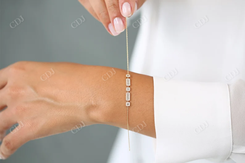 14K Gold Baguette Diamond Anniversary Gift Bracelet customdiamjewel