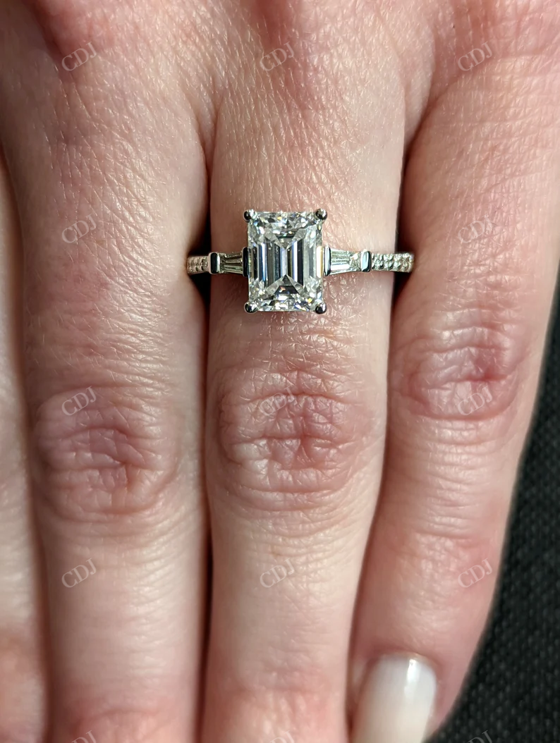 Unique White Gold Three Stone Moissanite Engagement Ring customdiamjewel