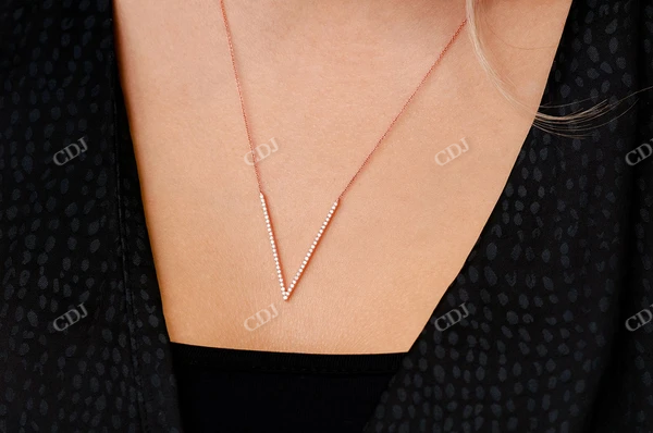 0.33CTW Diamond V Shape Necklace Pendant customdiamjewel