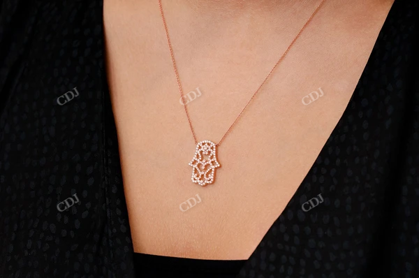 0.50CTW Hamsa Silhouette Pendant customdiamjewel