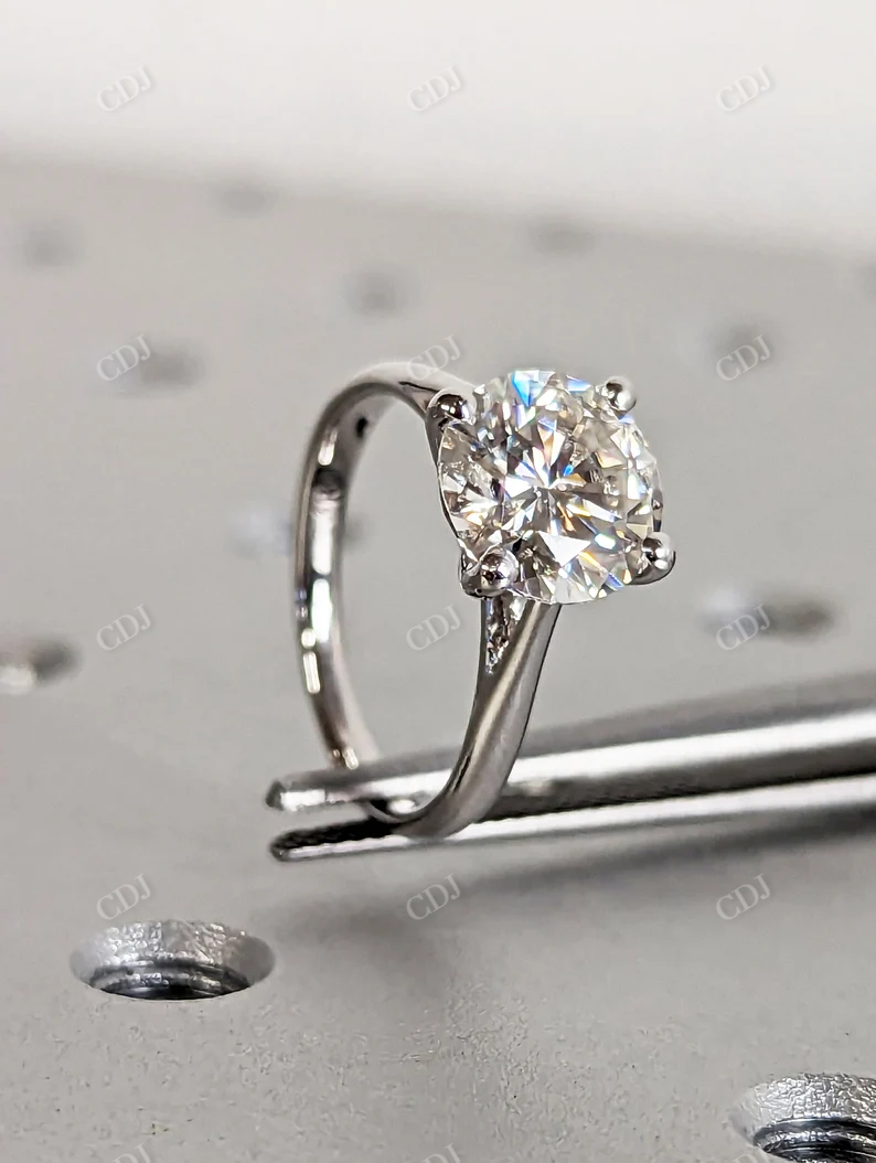 4-Prong Round Cut Moissanite Engagement Ring in 14k Solid Gold customdiamjewel