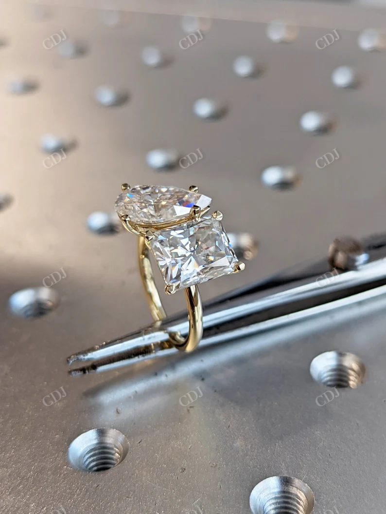 Double Stone Eangagement Moissanite Ring customdiamjewel