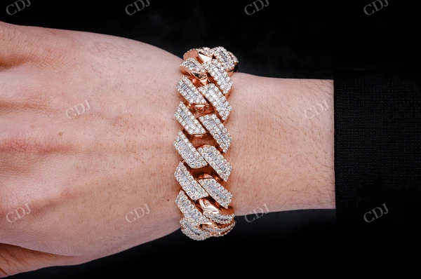Iced Out Baguette Diamond Miami Cuban Link Bracelet customdiamjewel